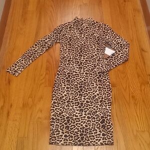 Xxs leopard print dress long sleeve new with tags